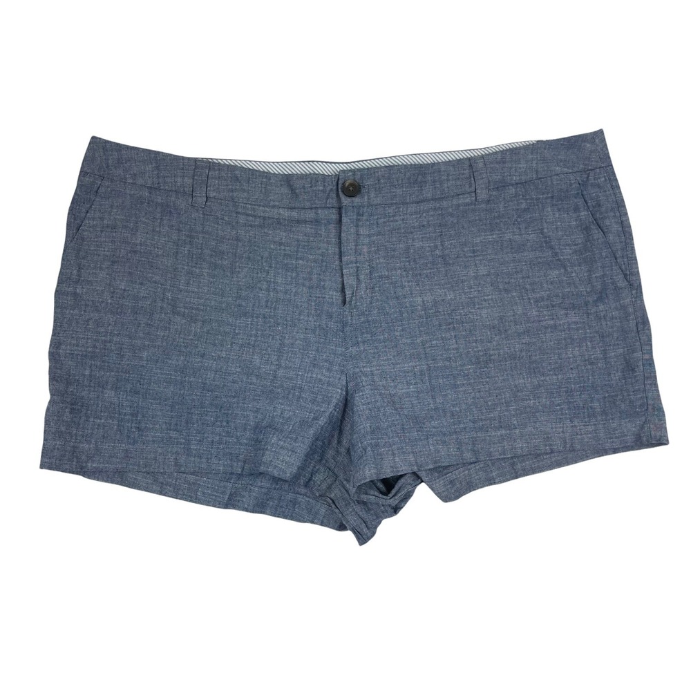 Merona Basic Blue Chino Shorts Size 18 3" Inseam 43" Waist 100% Cotton